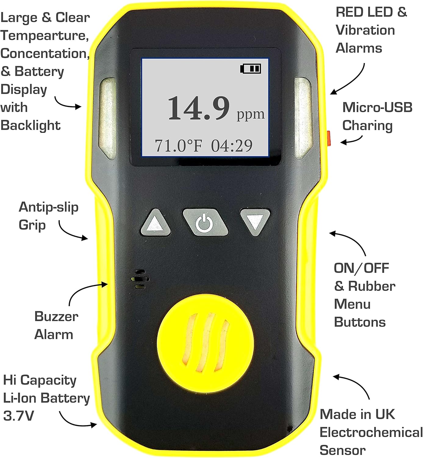 H2S Detector & Analyzer with Probe, 0-100ppm Q86797
