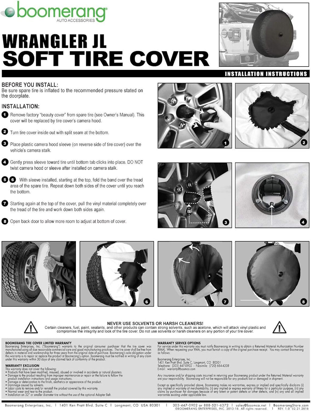 33 Soft Tire Cover for Jeep Wrangler JL with Back-up Camera T8713