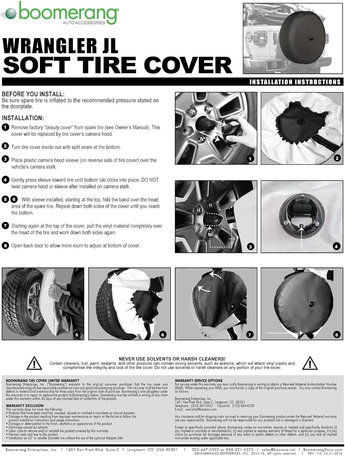 33 Soft Tire Cover for Jeep Wrangler JL with Back-up Camera T8713