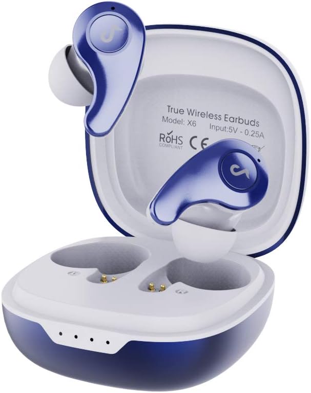 Blue Mini Wireless Earbuds with 4-Mic Environmental Noise Cancellation Waterproof Bluetooth Headphone Pack of 2 K848