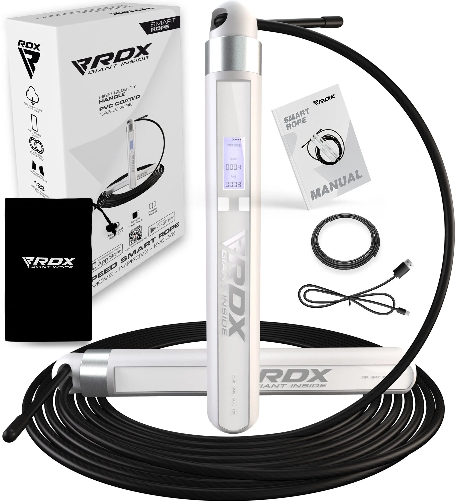 Smart Jumping Rope with HD Digital Counter, 10.3FT Adjustable Tangle Free PVC Coated Steel Cable V69999