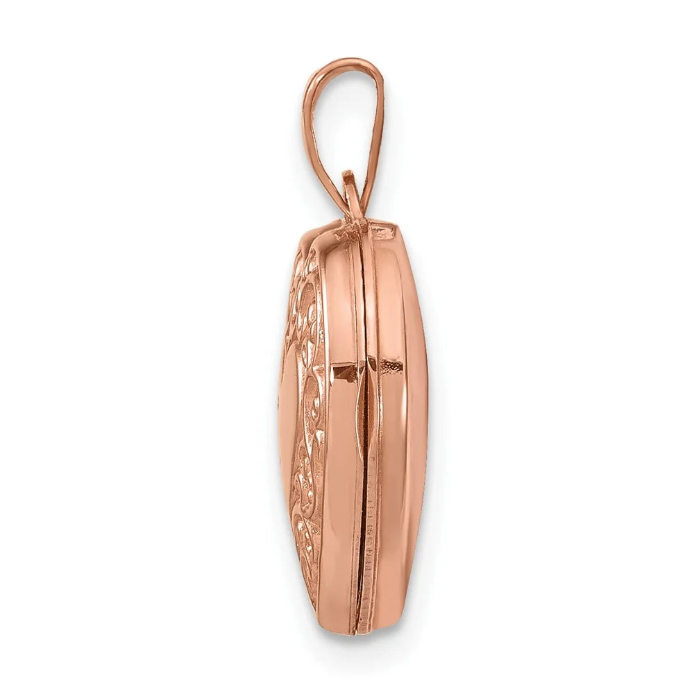 14K Rose Gold 15 mm Heart Locket Pendant U12780