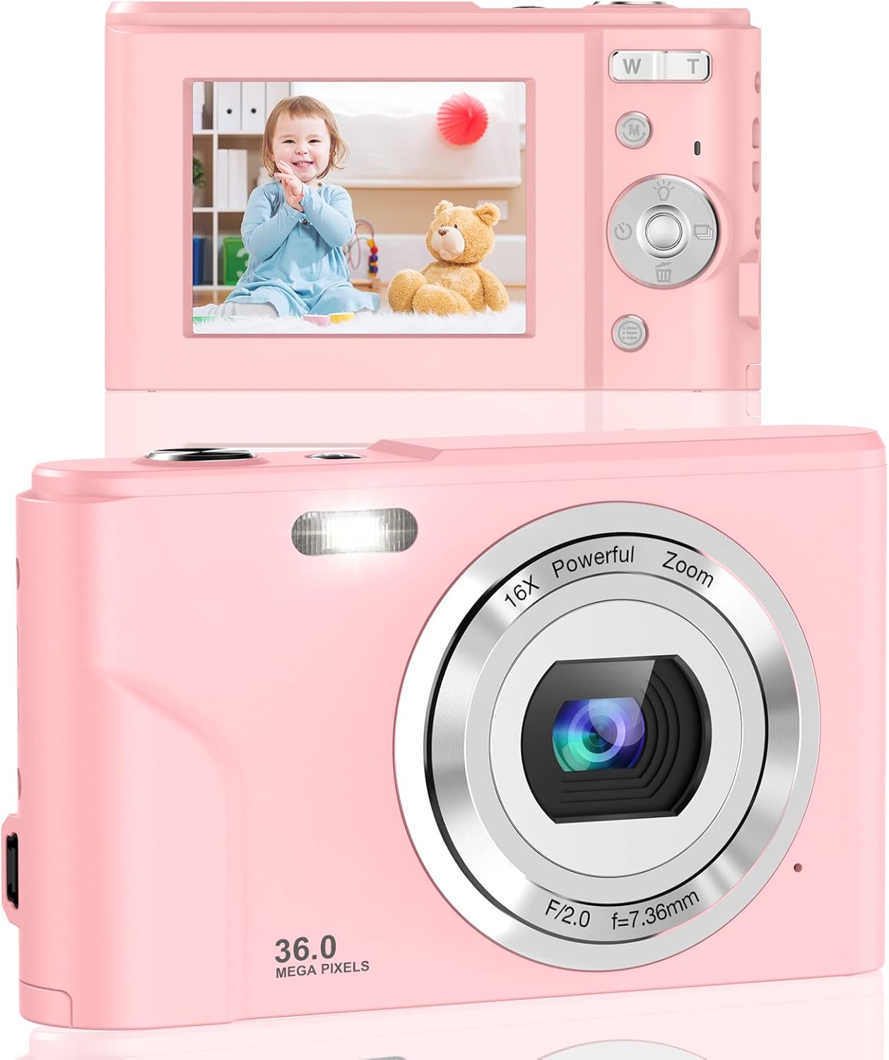 1080P Mini Digital Camera 36MP 16X Zoom Rechargeable Point and Shoot Camera (2.4 inch Blue) Pack of 2 P15898