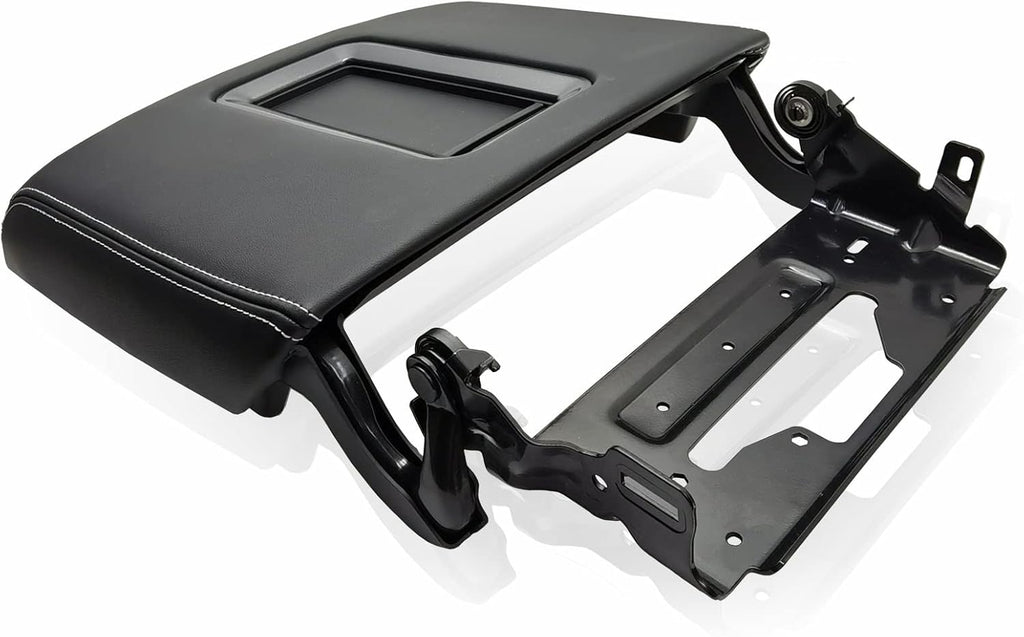 Center Console Armrest Lid with Steel Bracket Black Leather K390