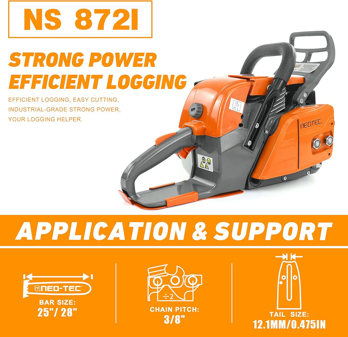 72cc Gas Chainsaw Powerhead with NGK Spark Plug F11111