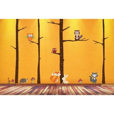 Birch Tree Woodland Forest Animal Vinyl Wall Decal V6668