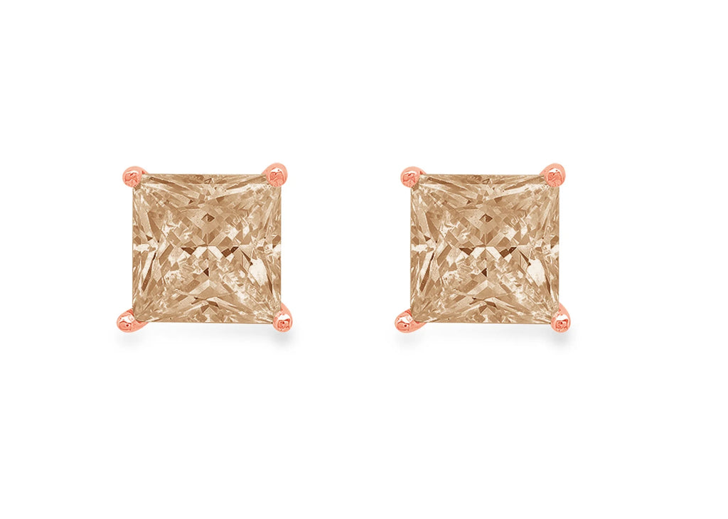 1.0 ct Princess Cut Solitaire Studs Earrings in 18K Rose Gold X679507