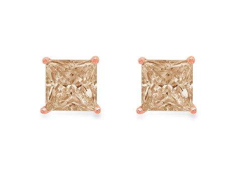 1.0 ct Princess Cut Solitaire Studs Earrings in 18K Rose Gold X679507