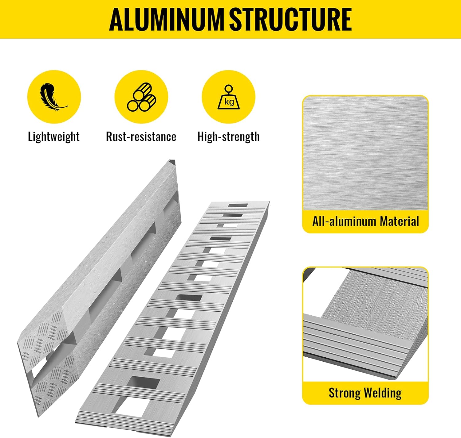 94 X 15 X 2.75 Inch Aluminum 6000LBS Capacity Car Trailer Truck ATV 1 Pair 2 Ramps P1346