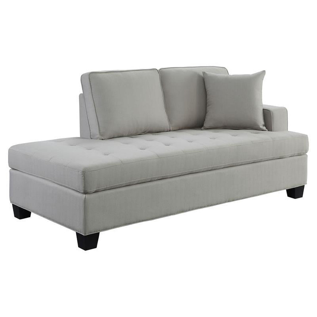 75.5" Transitional Textured Fabric Chaise with 1 Pillow in Gray V9443