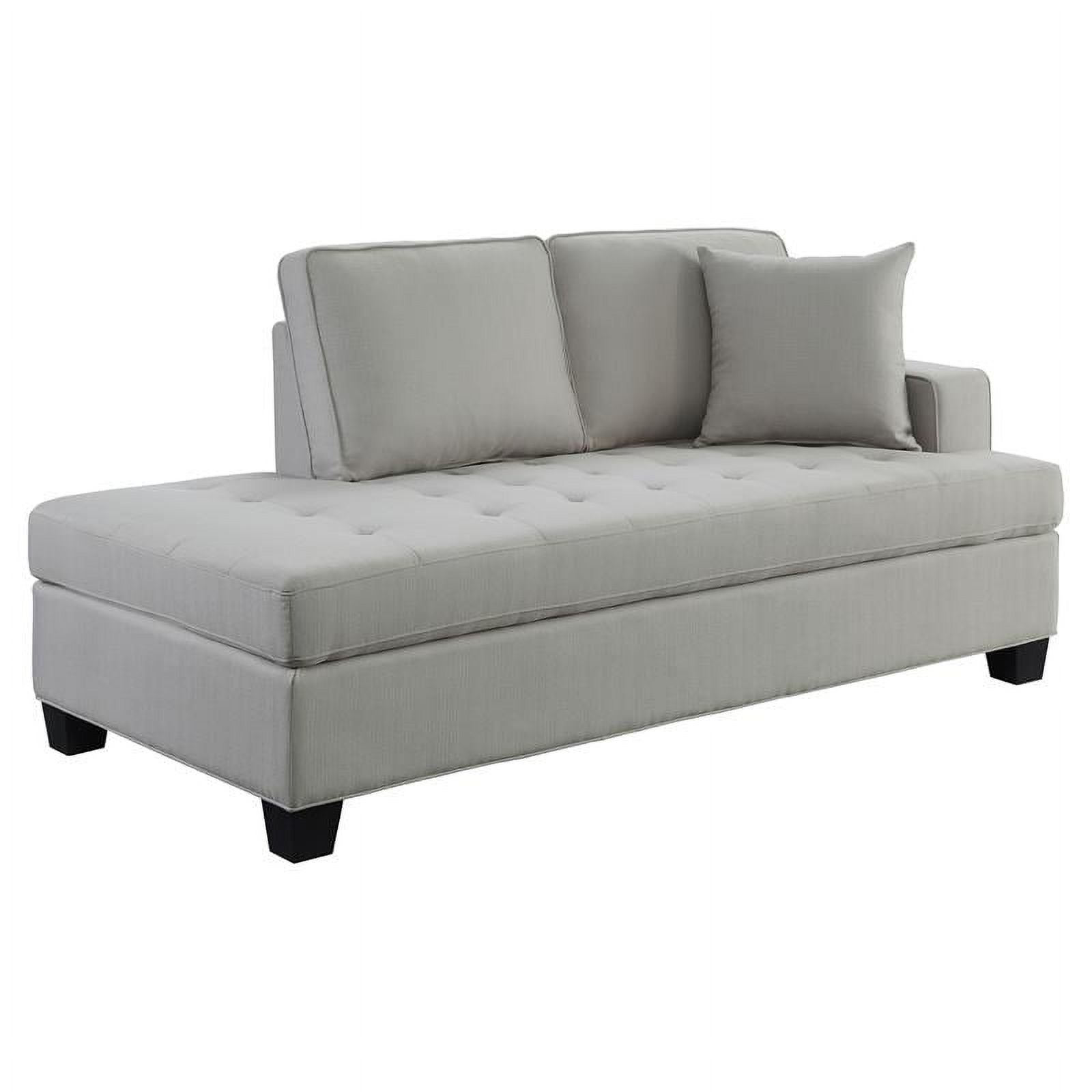 75.5" Transitional Textured Fabric Chaise with 1 Pillow in Gray V9443