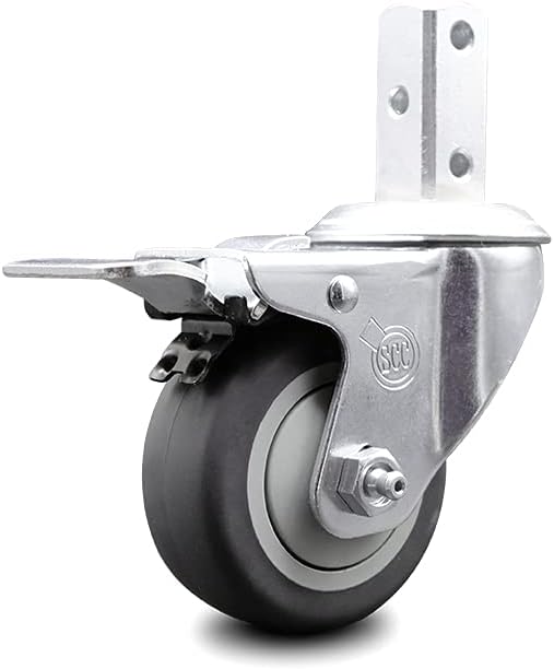 Swivel Square Stem Caster Set 4 with Gray Thermoplastic Rubber Wheel H773