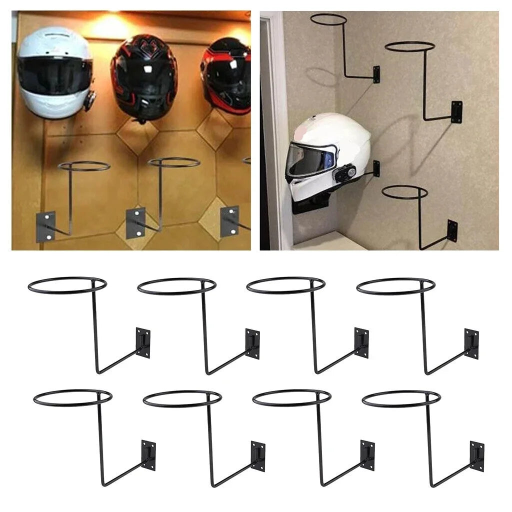 Black Wall Mount Motorcycle Helmet Holder Rack M157548