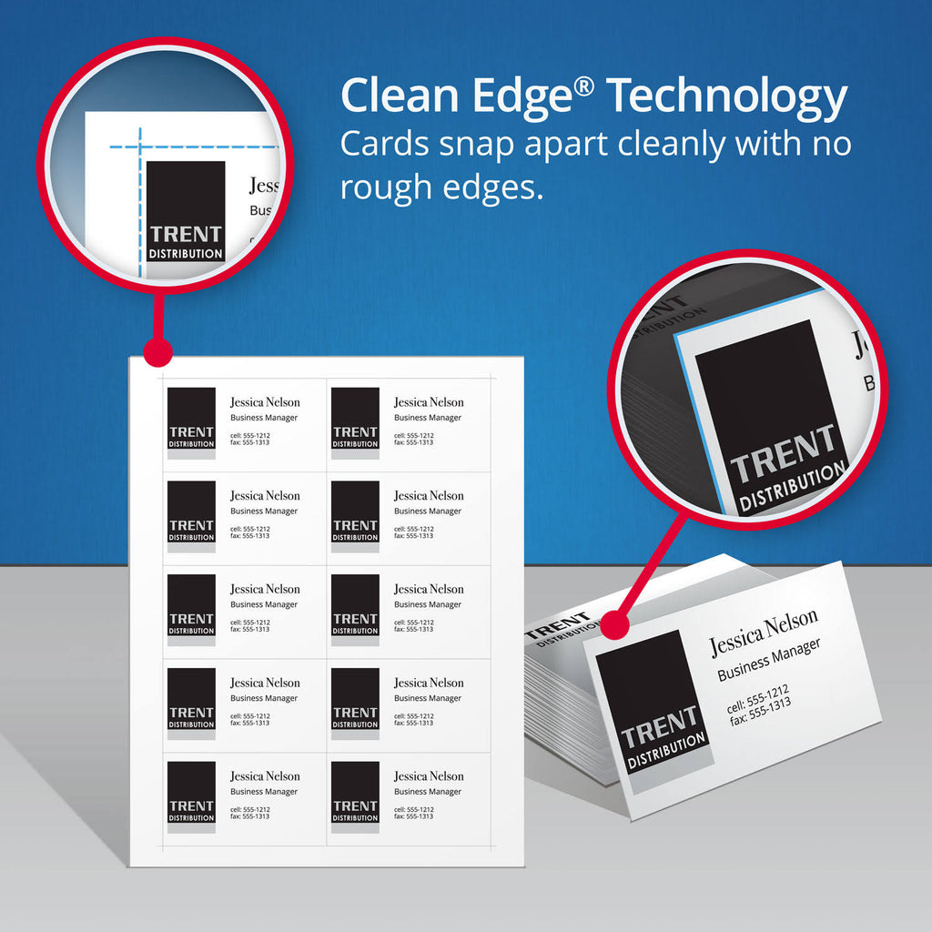 White Clean Edge Laser Business Cards - 2000 pack W5700