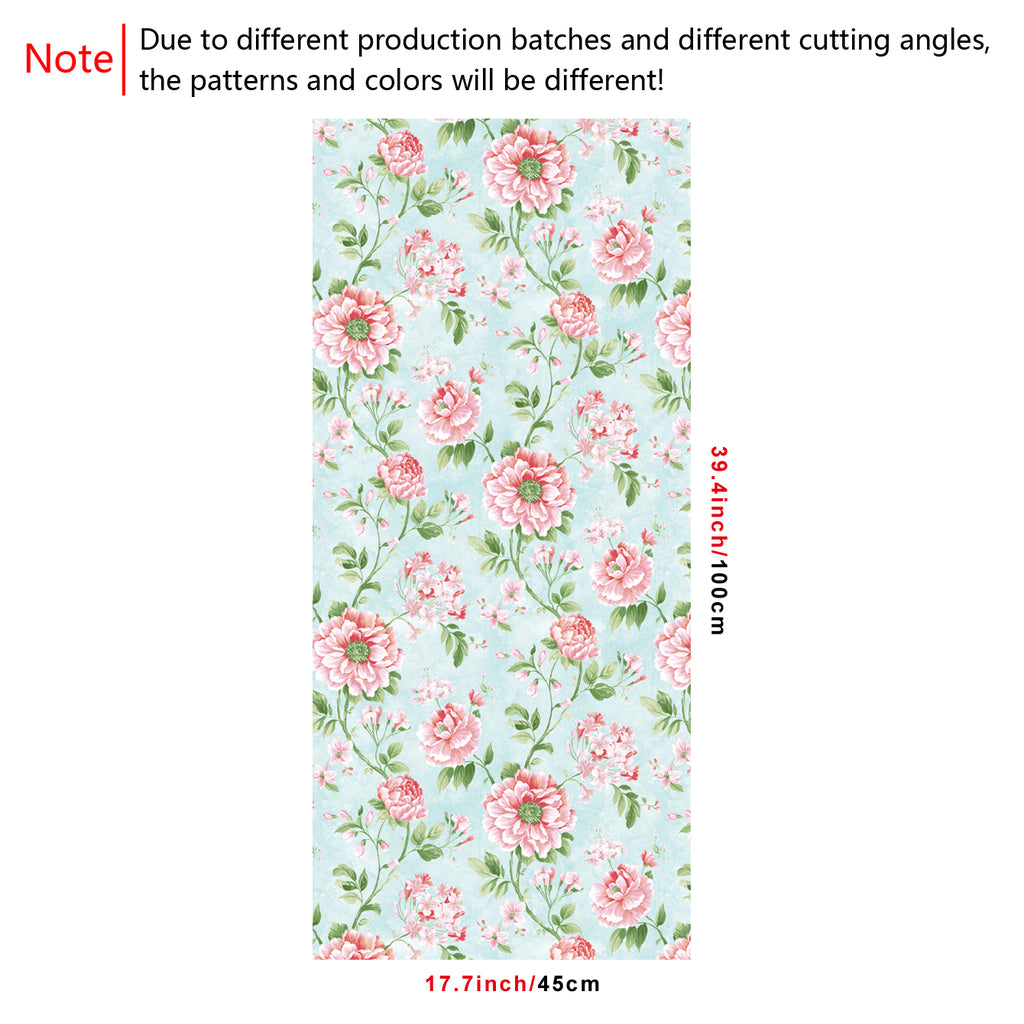 Pink Flowers And Leaves Peel And Stick Wallpaper T7844