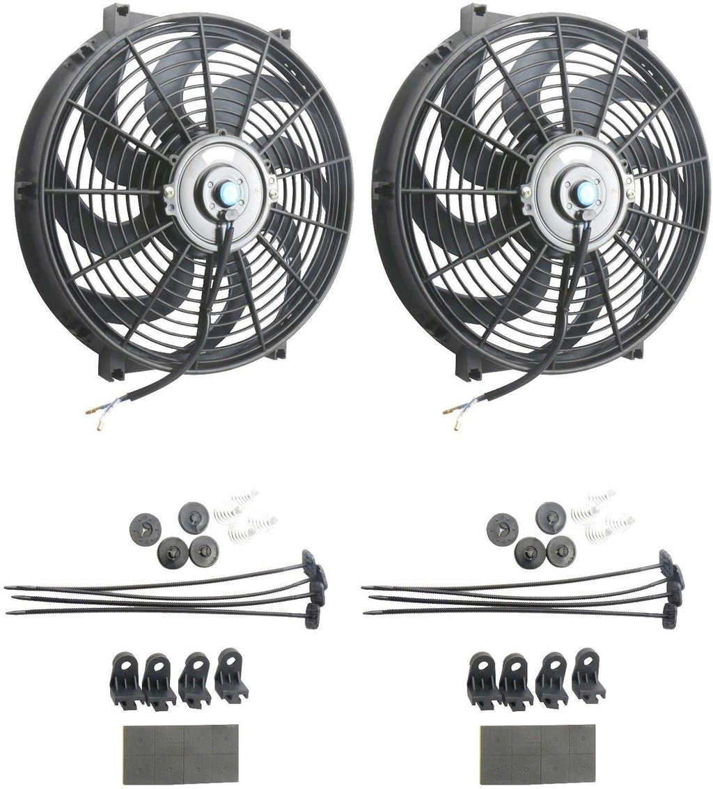 12V Slim Electric Cooling Radiator Fan with Fan Mounting Kit 9" 2-Pack I394436