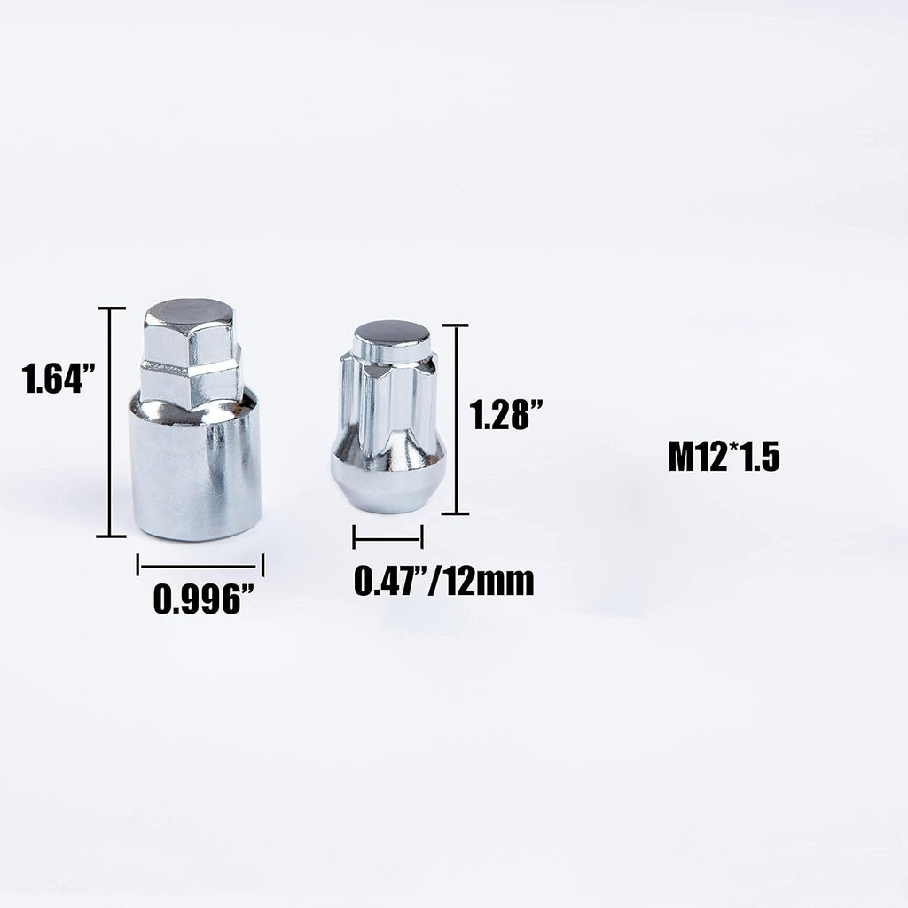 Wheel Locking Nuts Set of 4 with Wheel Lock Key Pouch Pack of 2 T17264
