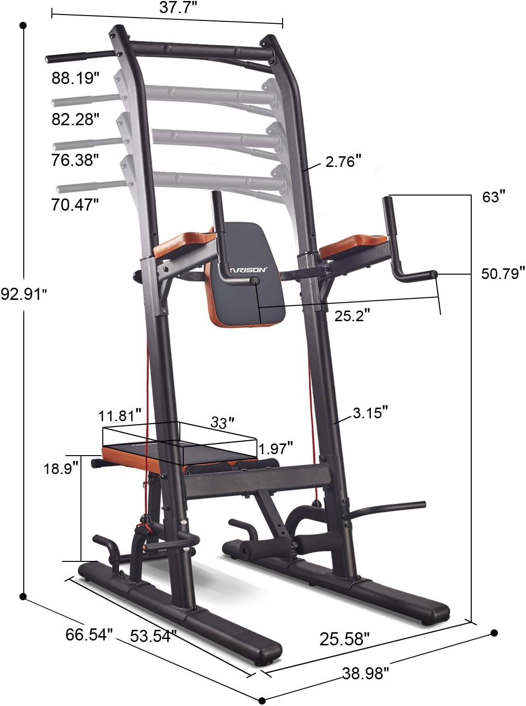 Power Tower with Bench Pull up Bar dip station O779
