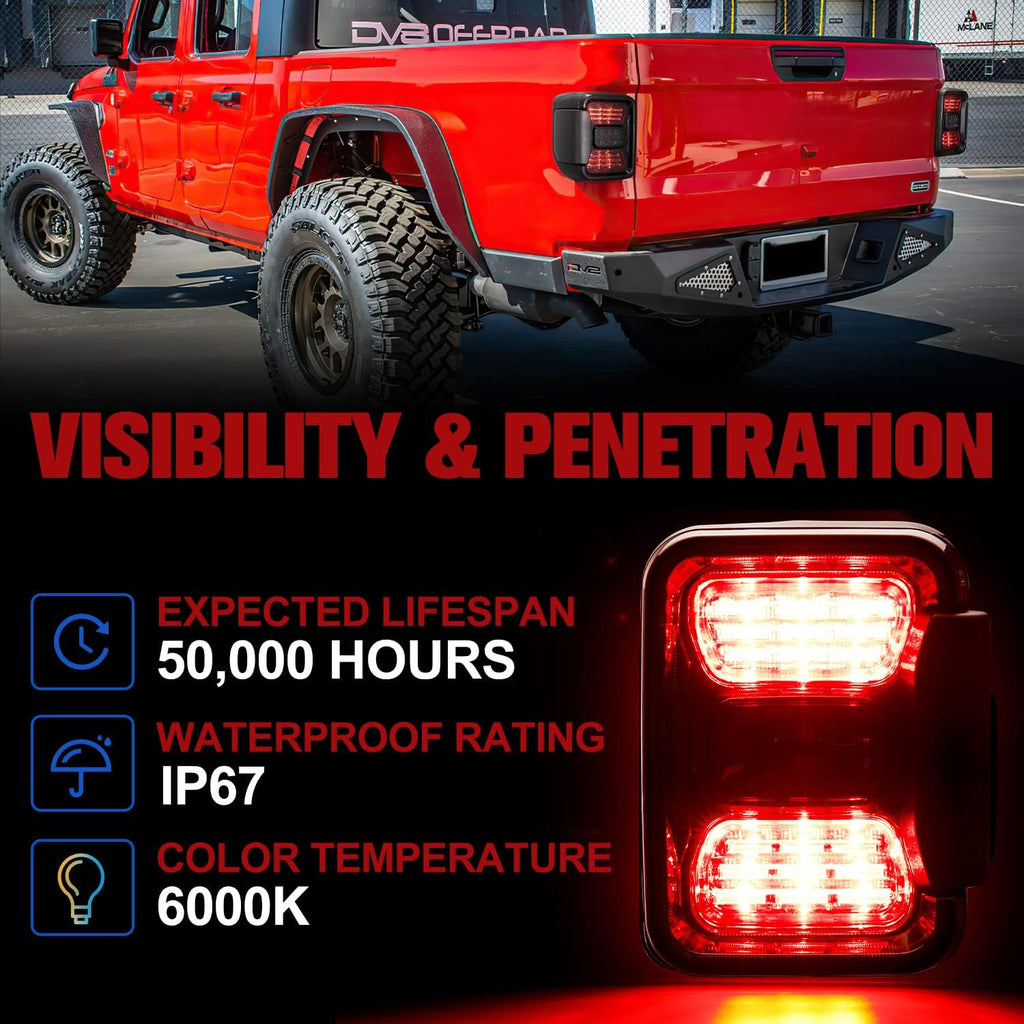 Smoked LED Tail Lights Assembly for Jeep Gladiator JT, 1 Pair V671257