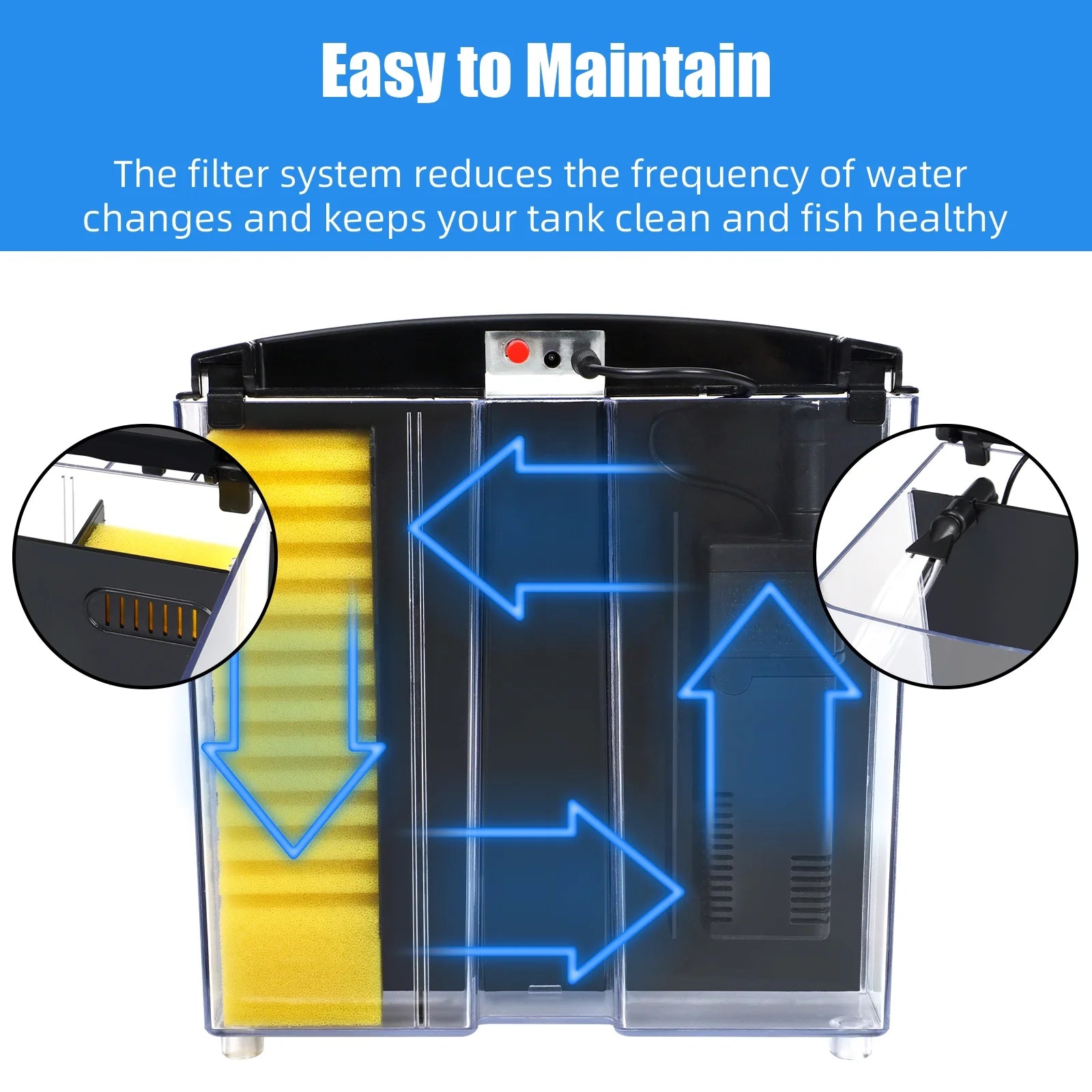 1.2 Gallon Betta Fish Tank Starter Kit with LED Light and Water Filter Pump V98369