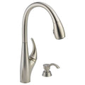 Single Handle Pull-Down Kitchen Faucet with Soap Dispenser, Stainless B488