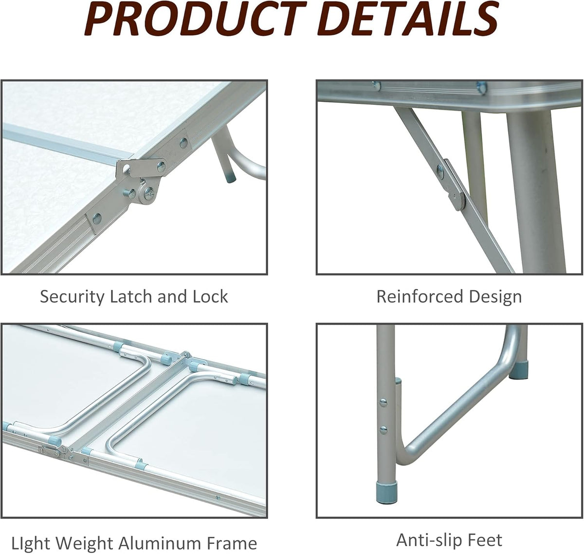 47 Aluminum Lightweight Portable Height Adjustable Camping Table with Carry Handle M204