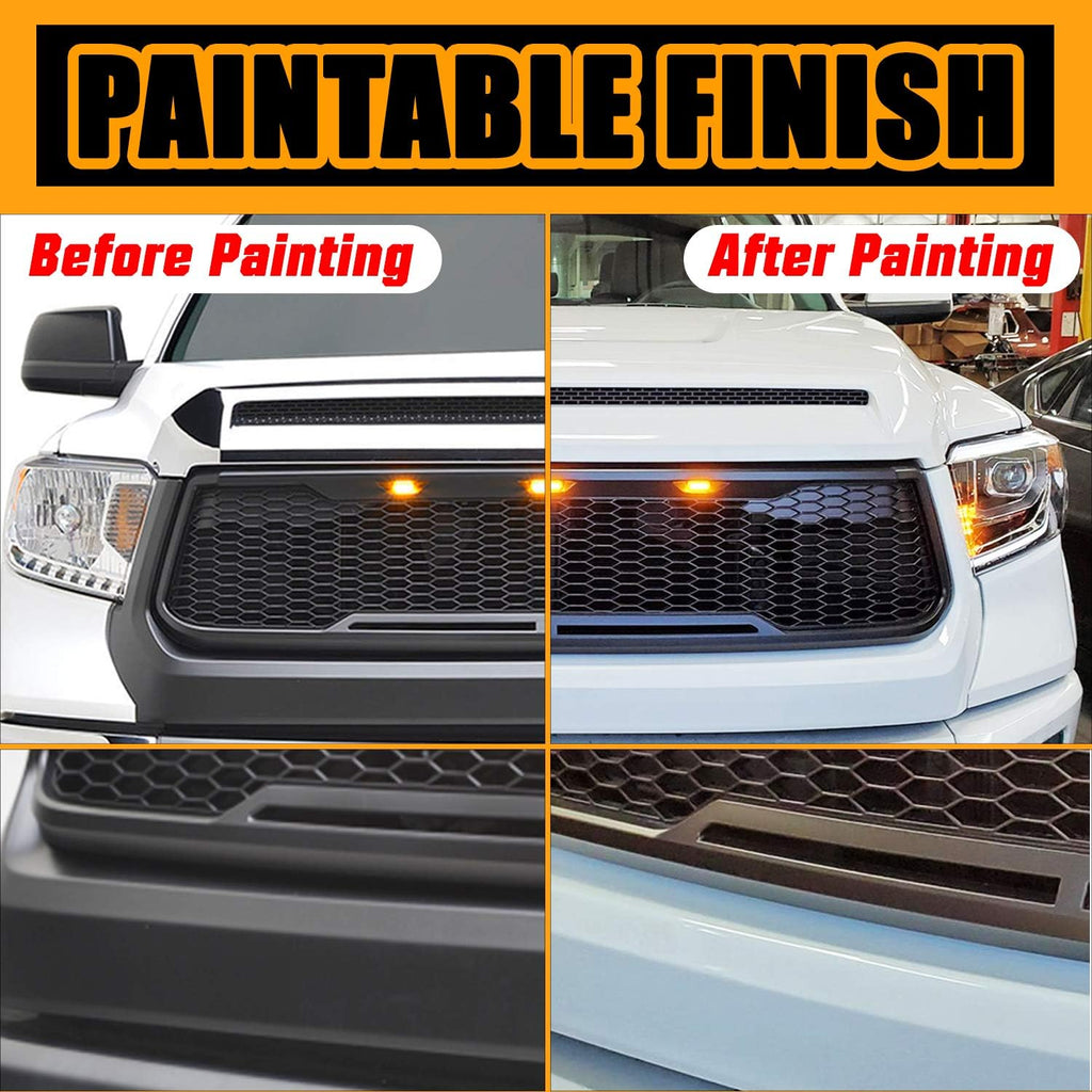Matte Black Upper Grille Front Grill with Amber LED Lights N2461