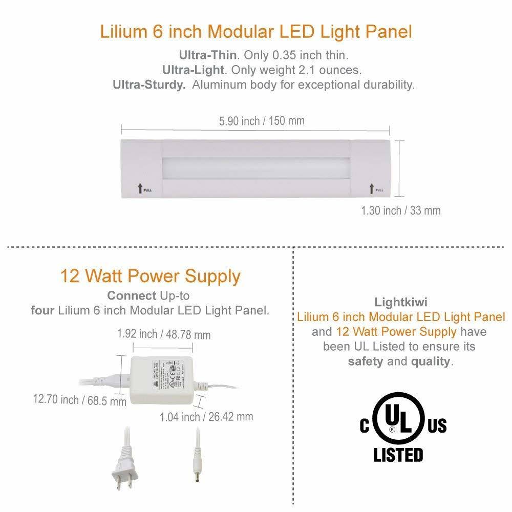 6 inch Cool White Modular LED Under Cabinet Lighting Standard Kit (4 Panel) H356