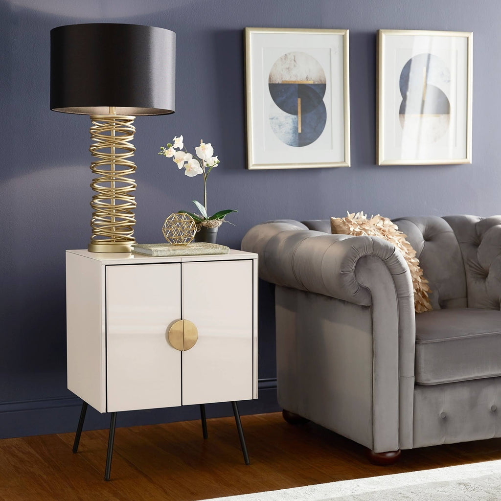 White Glass 2-Door Accent Cabinet H9093