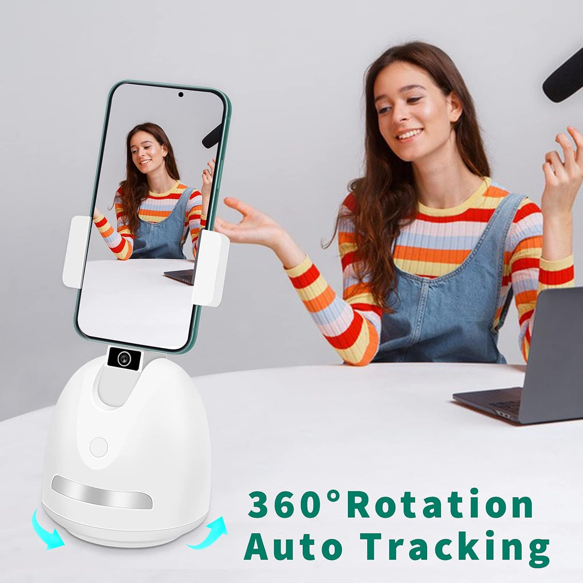 Smart Tracking Phone Holder with Selfie Light U546344