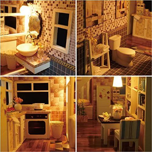 Wooden DIY Dollhouse Kit with Furniture, 1:24 Scale N109138
