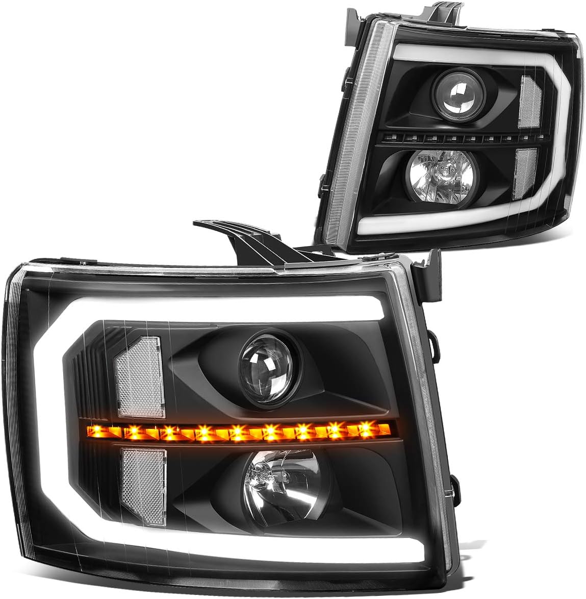 Smoke Lens LED Projector Headlights Assembly for Chevy Silverado Z444