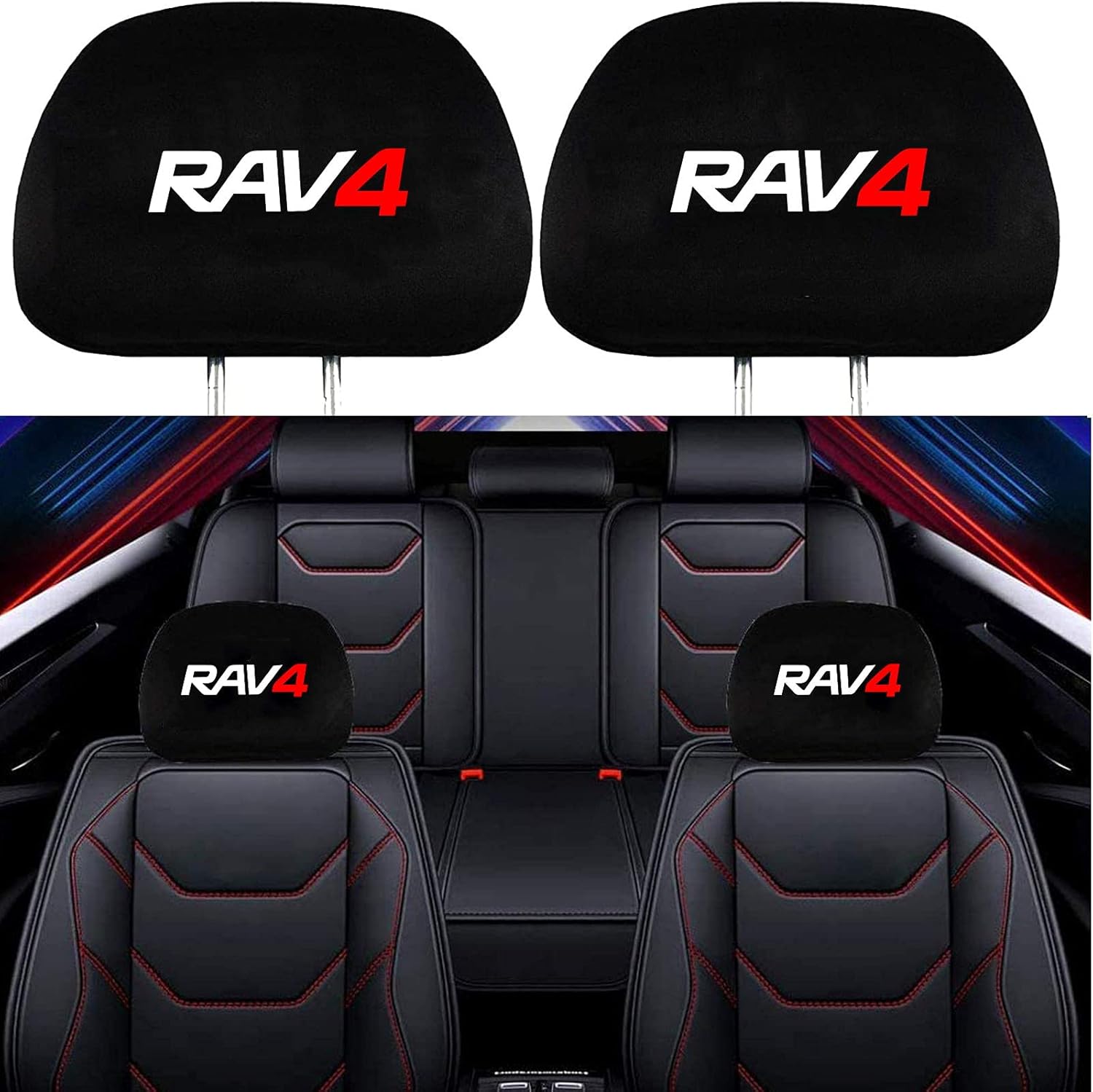 2 Pack Black Fabric Headrest Covers O77156