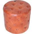 Tan Leather Pouf U8227