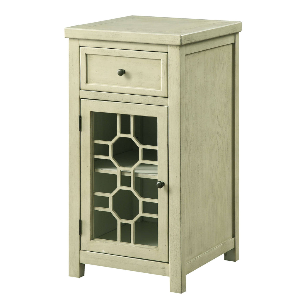Antique Teal Solid Wood 1-Drawer Side Table D564