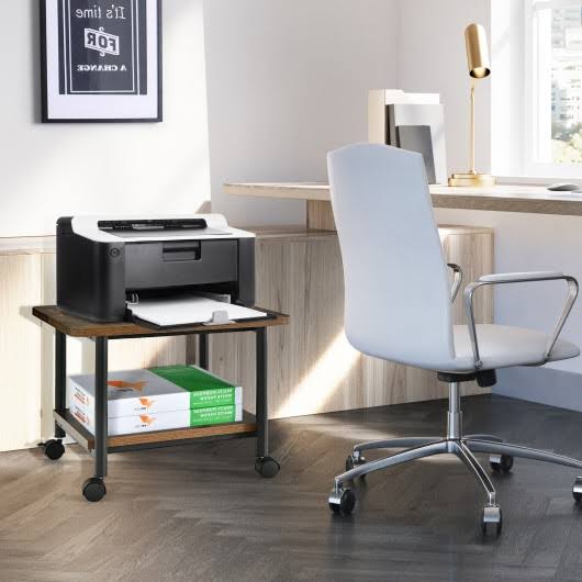 Brown Under Desk Printer Stand with 360 Swivel Casters I19058