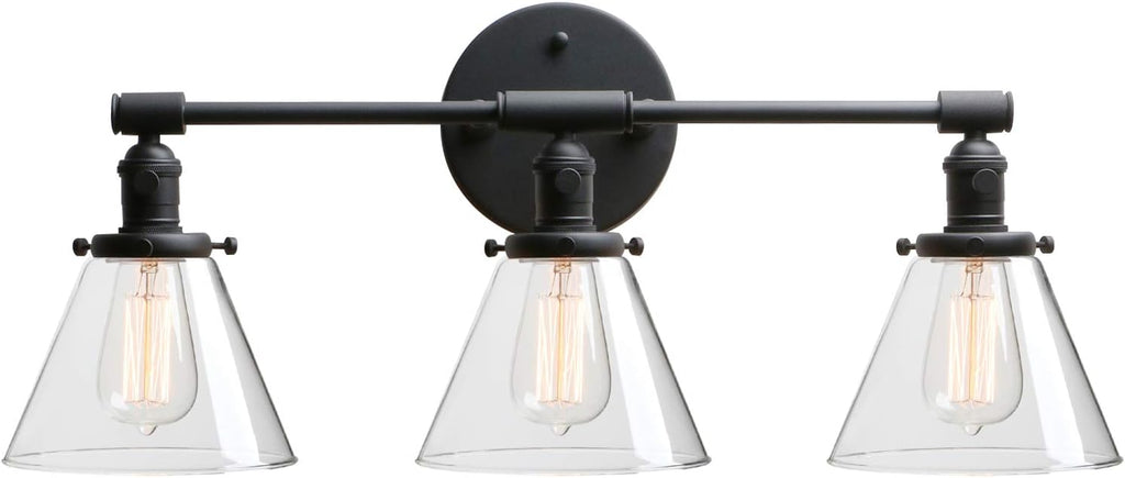 Black Wall Sconce Light Fixture with Clear Glass Canopy N978