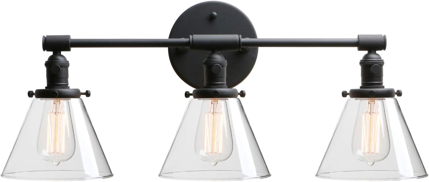 Black Wall Sconce Light Fixture with Clear Glass Canopy N978