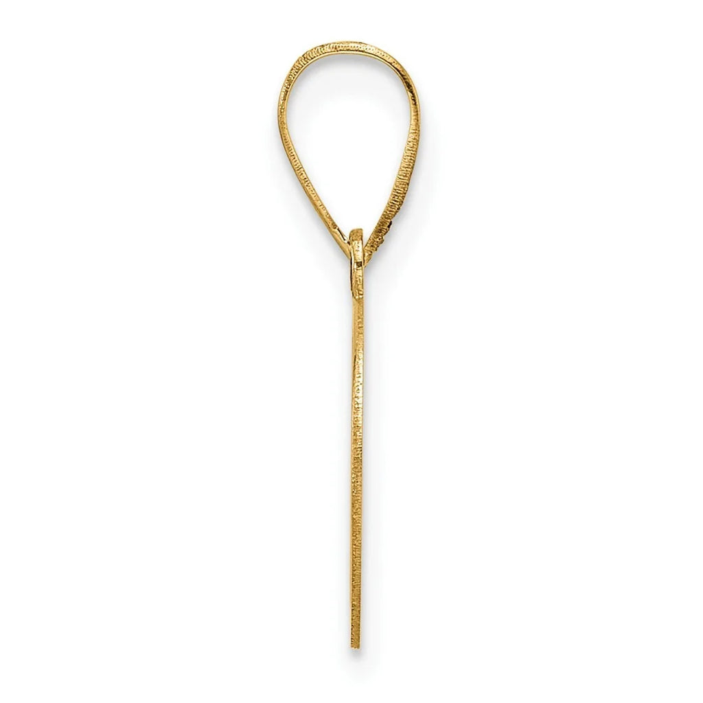 14k Gold Polished Etched Letter D Initial Pendant Necklace 20mm Long 0.35mm Thick T105