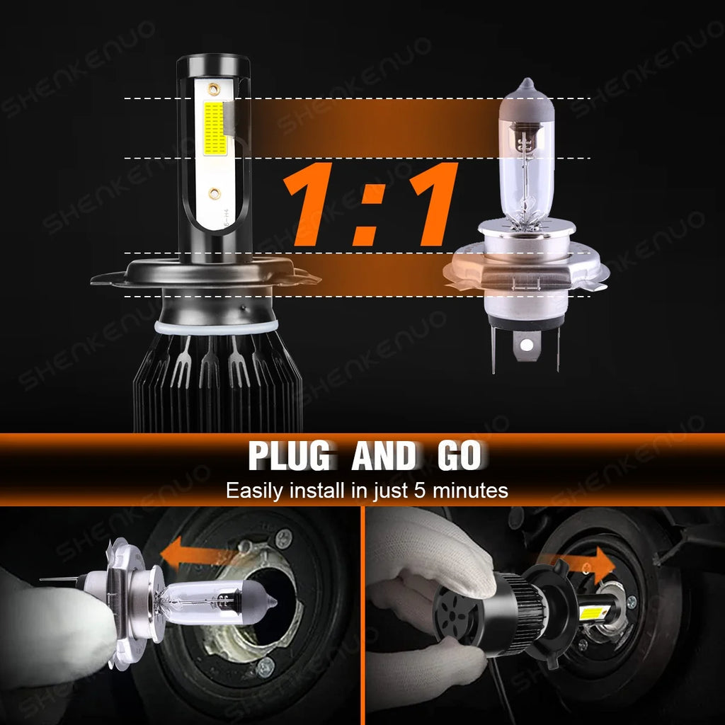H4 High&Low Beam H11 Fog Light LED Headlight Bulbs 4pcs B627