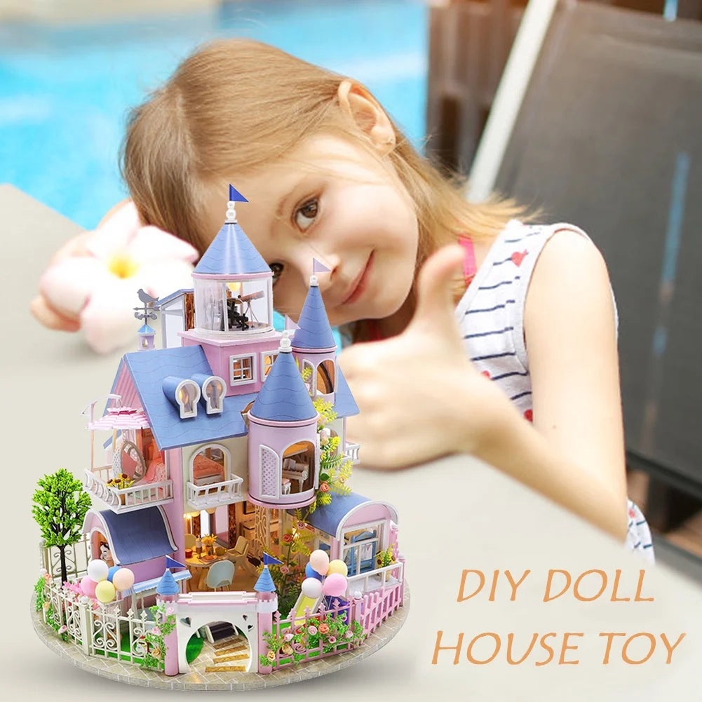 Miniature 3D Wooden Dollhouse Kit with LED M101