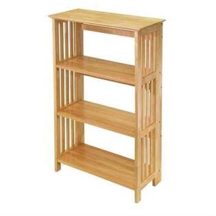 4-Shelf Wooden Folding Bookcase Storage Shelves D48634