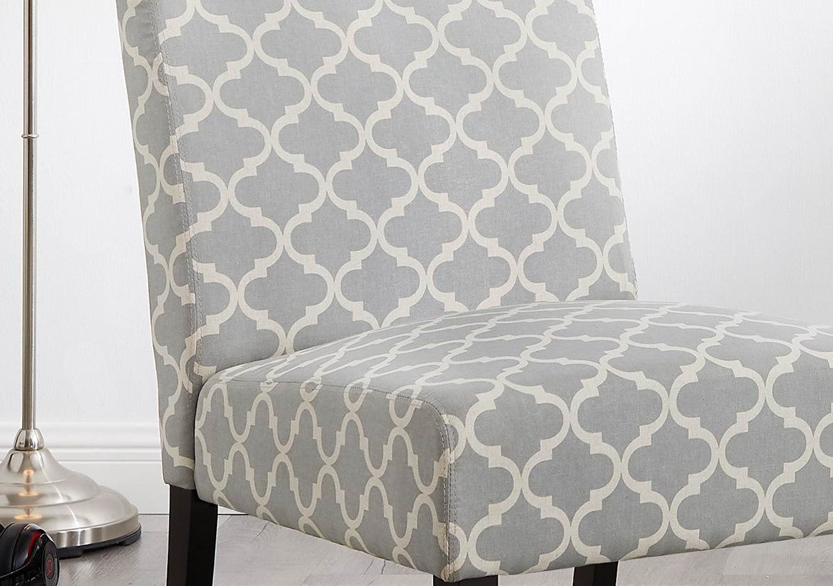 3pc Gray Fabric Upholstered Side Table and 2 Chairs H633493