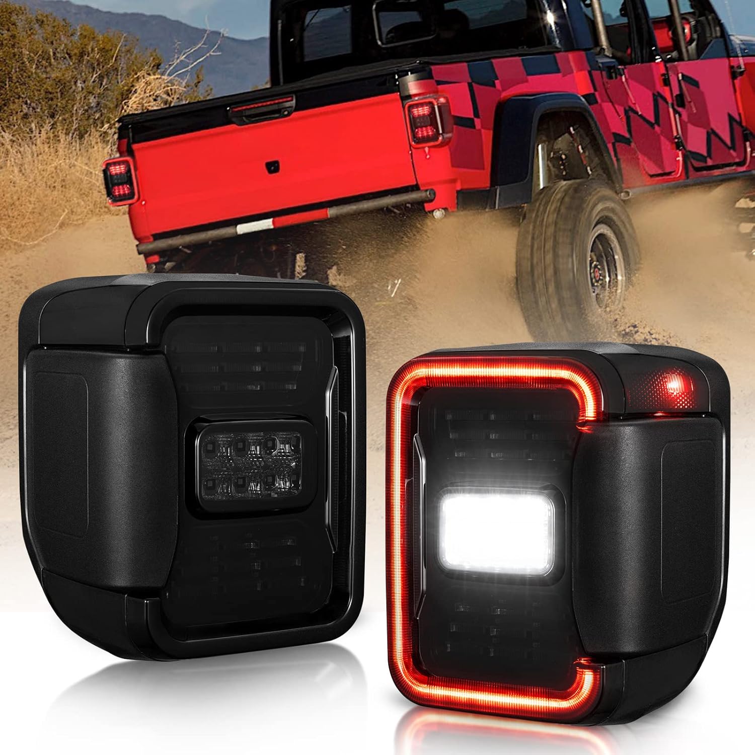 Smoked LED Tail Lights Assembly for Jeep Gladiator JT, 1 Pair V671257