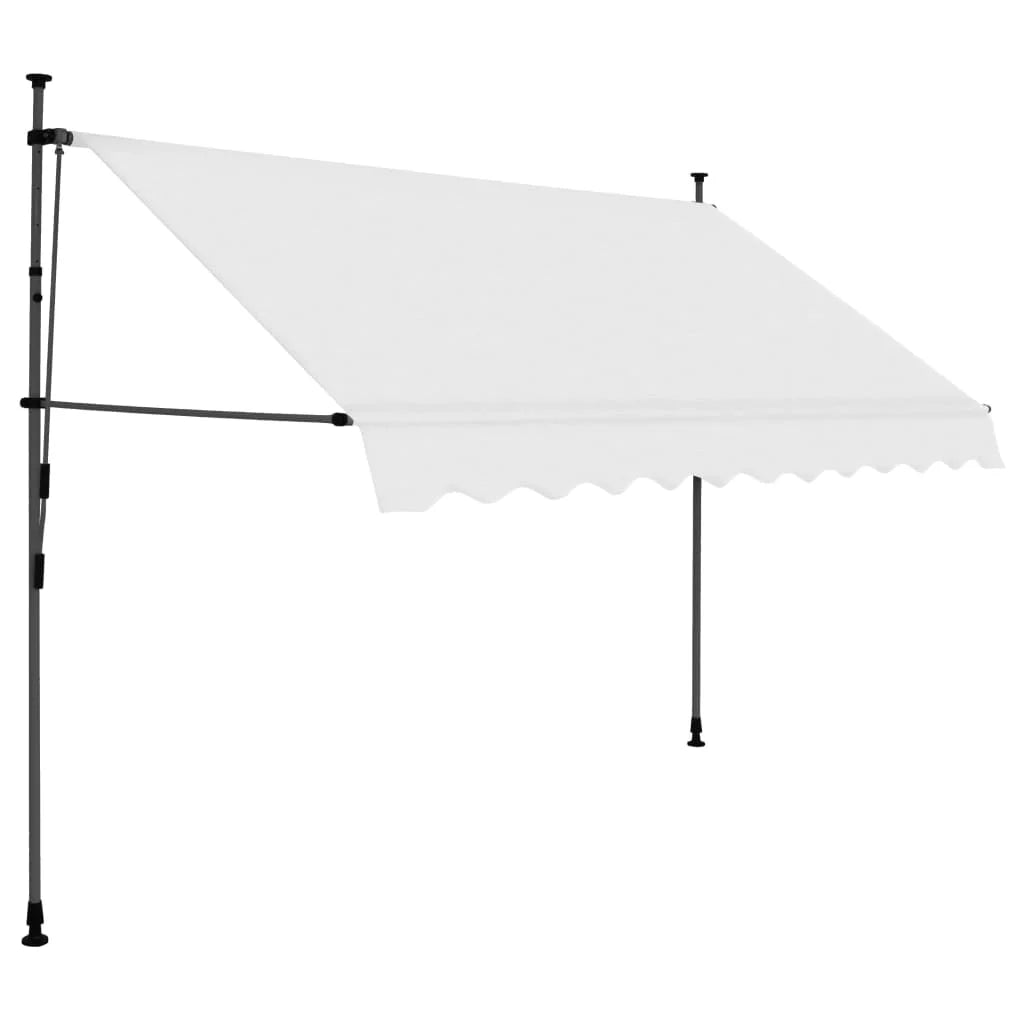 Manual Retractable Awning with LED Outdoor Door Canopy Sunshade Shelter Cream 118.1 Inch A119