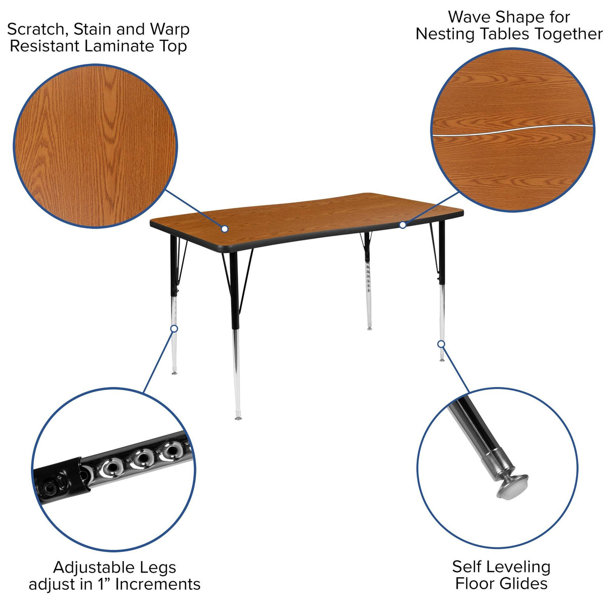Rectangular Oak Laminate Activity Table R56086