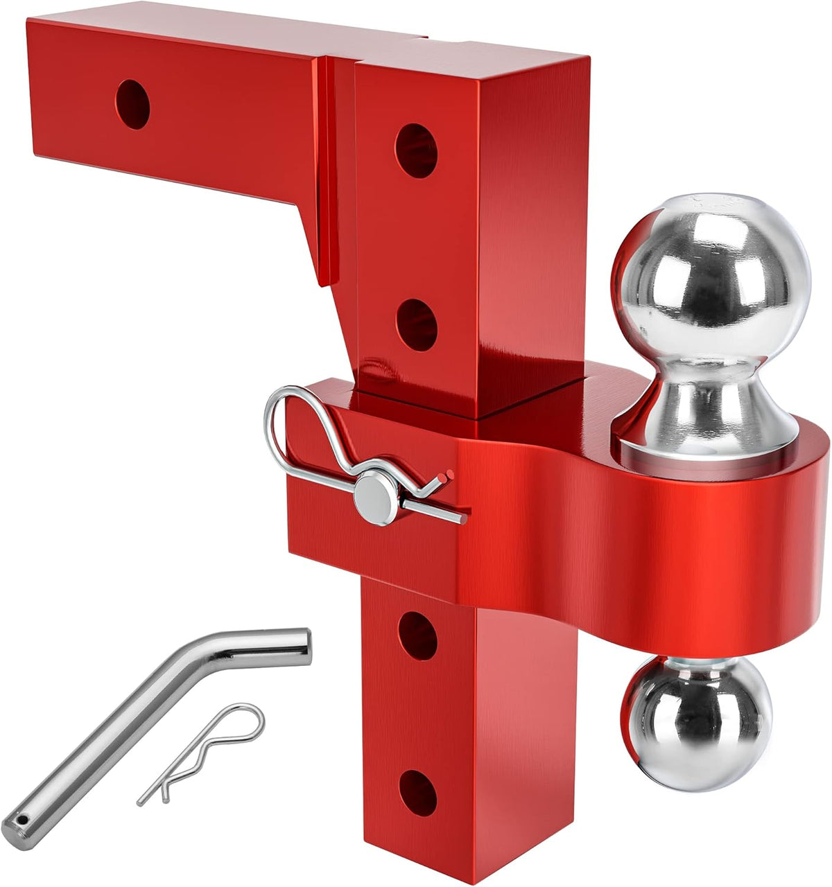 Adjustable Trailer Hitch Ball Mount, 2-Inch Receiver, 6-Inch Drop, Forged Aluminum Shank, 2'' & 2-5/16'' Combo Tow Balls, Stainless Steel Pins, Blue G97920