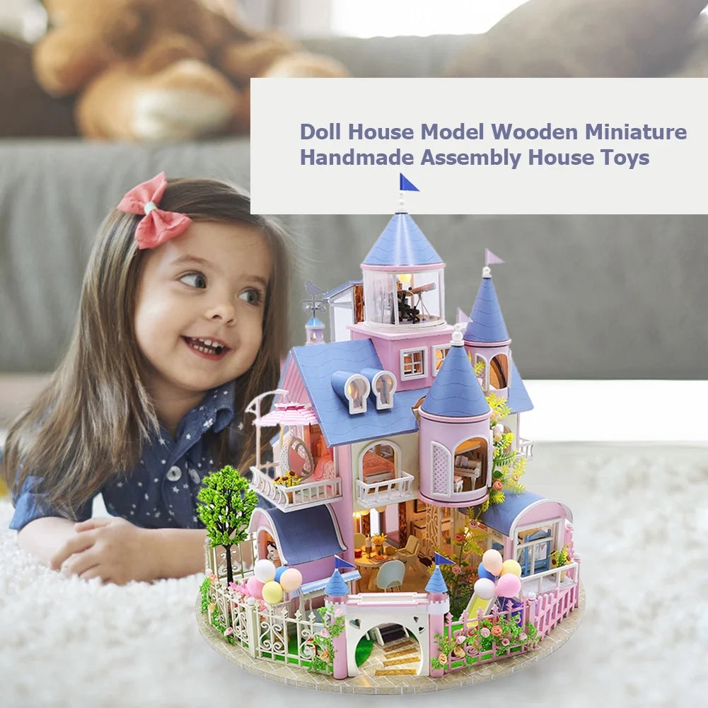 Miniature 3D Wooden Dollhouse Kit with LED M101