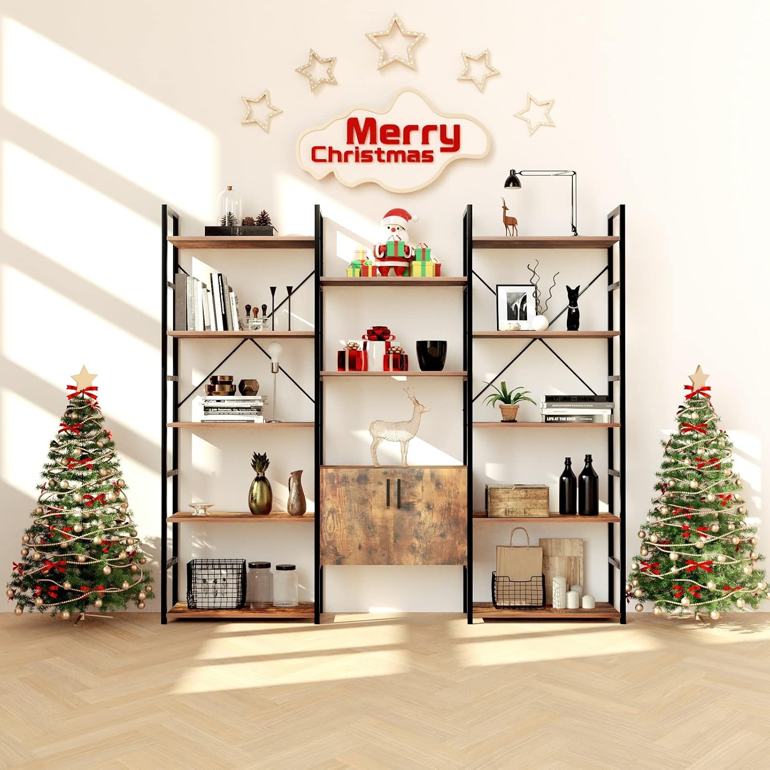 Rustic Brown 6-Shelf Bookcase N715936