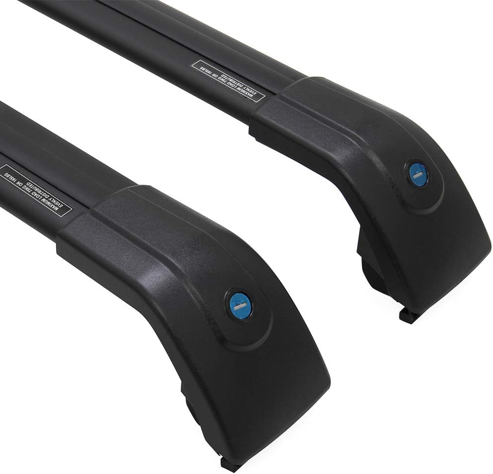 Roof Rack Side Rails Black Cross Bars Adjustable Lockable J806638